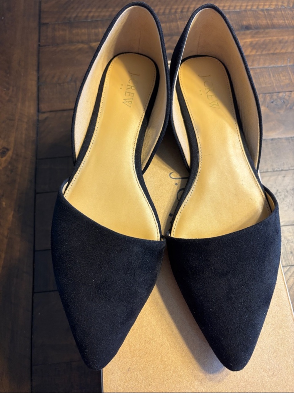 J. Crew Black Suede Pointed D'Orsay Flats - Women's